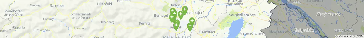 Kartenansicht für Apotheken-Notdienste in der Nähe von Blumau-Neurißhof (Baden, Niederösterreich)
